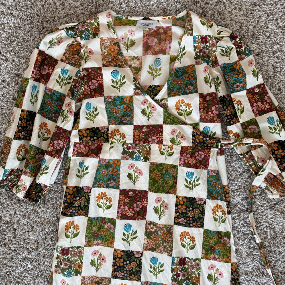 Olivia James The Label Floral Patchwork Maxi Wrap Dress - Picture 3 of 5